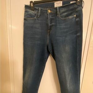 Frame Denim Classic Blue Cropped Jeans